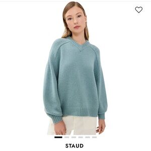 STAUD Wilson V-Neck Sweater in Mist Blue